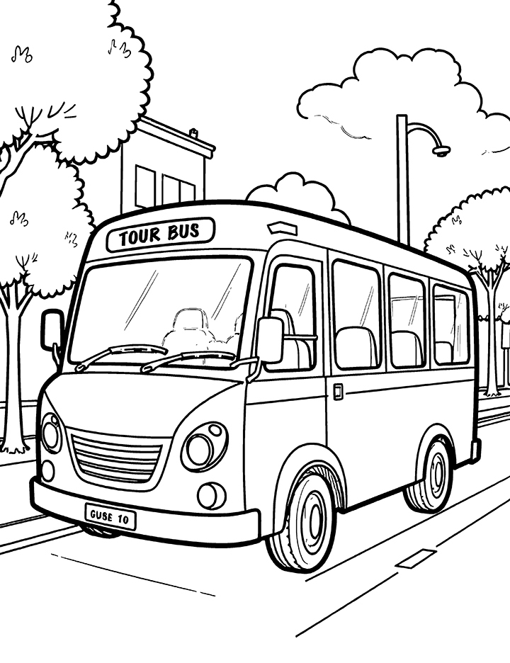 City tour bus coloring page