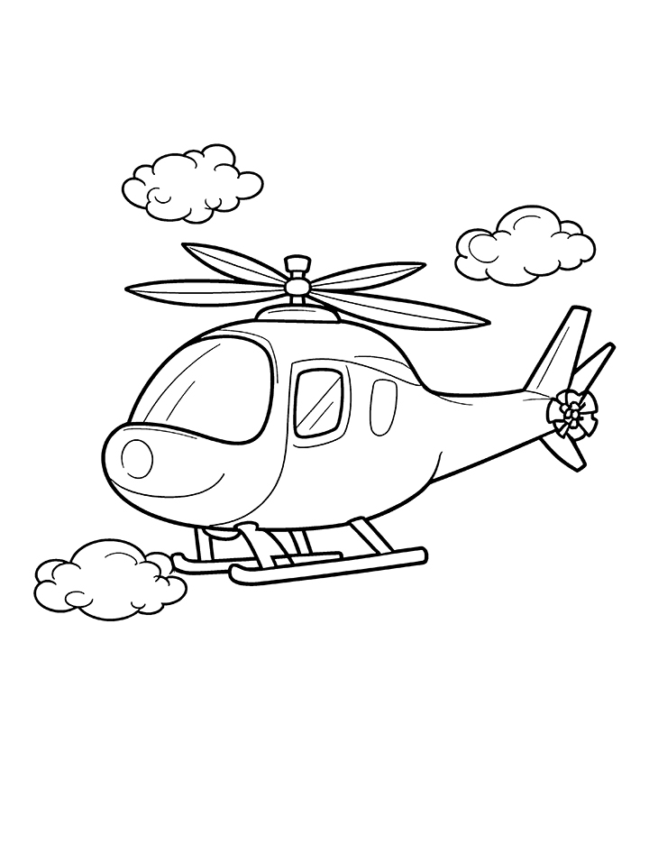 Civilian helicopter coloring page