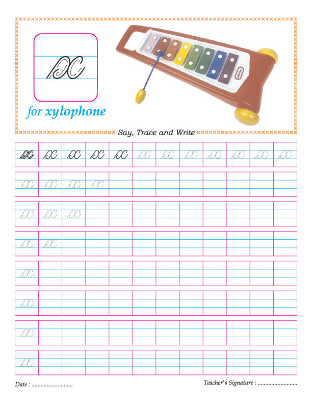 Cursive small letter x practice worksheet | Download Free Cursive small ...