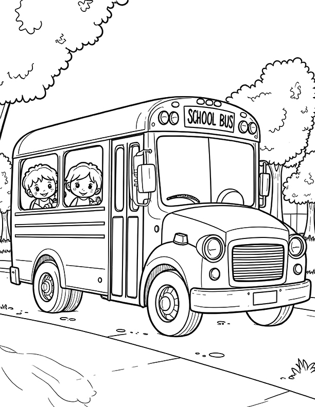 Cute school bus coloring page