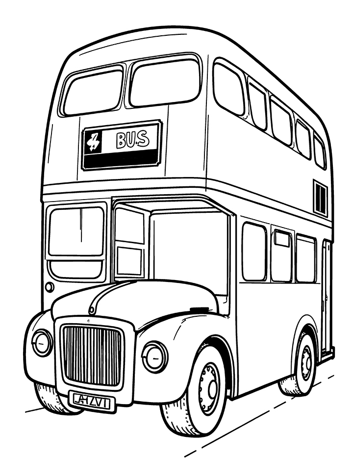 Double decker bus coloring page