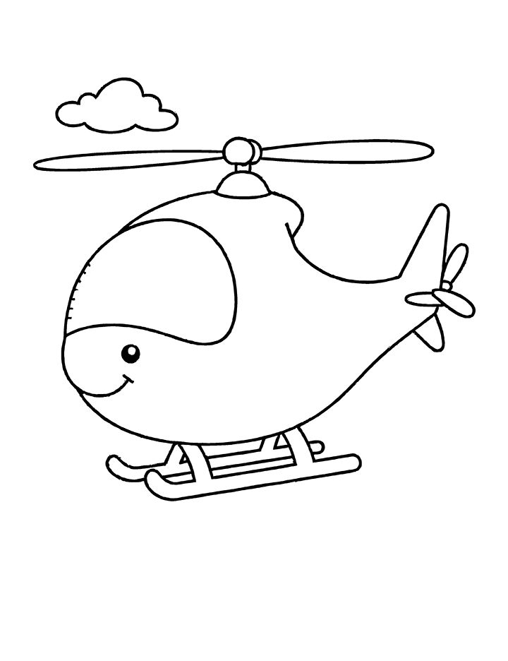 Easy helicopter coloring page