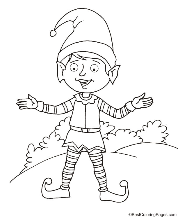 Elf showing a pose coloring page | Download Free Elf showing a pose ...