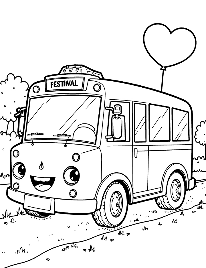 Festival bus coloring page