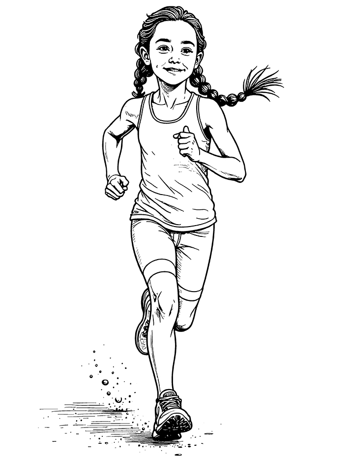 Girl running coloring page