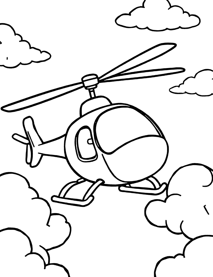 High speed helicopter coloring page