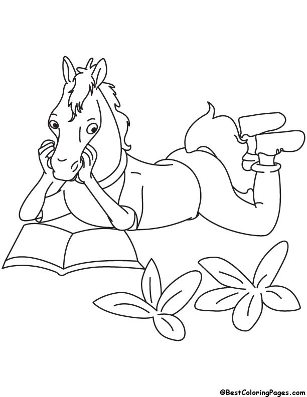 Horse reading coloring page | Download Free Horse reading coloring page ...