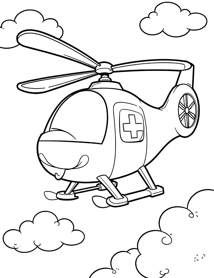 Medical helicopter coloring page