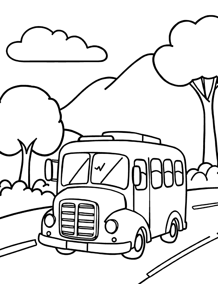 Miniature bus coloring page