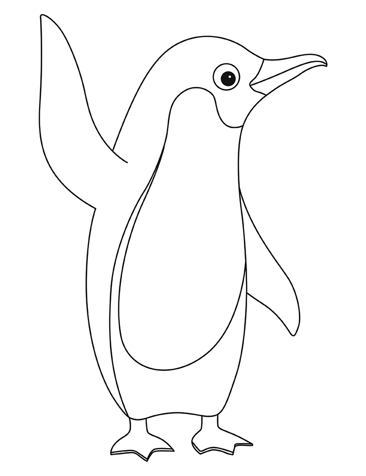 Penguin waving coloring page