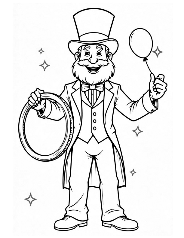 Ring master with balloon coloring page