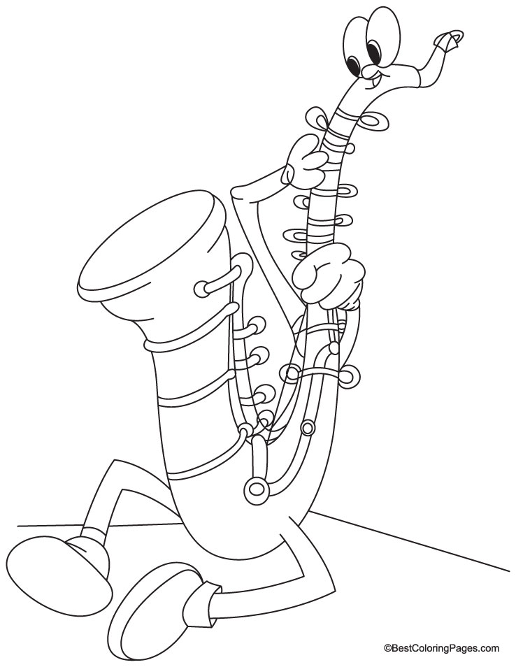 Coloring Page Saxaphone Coloring Pages