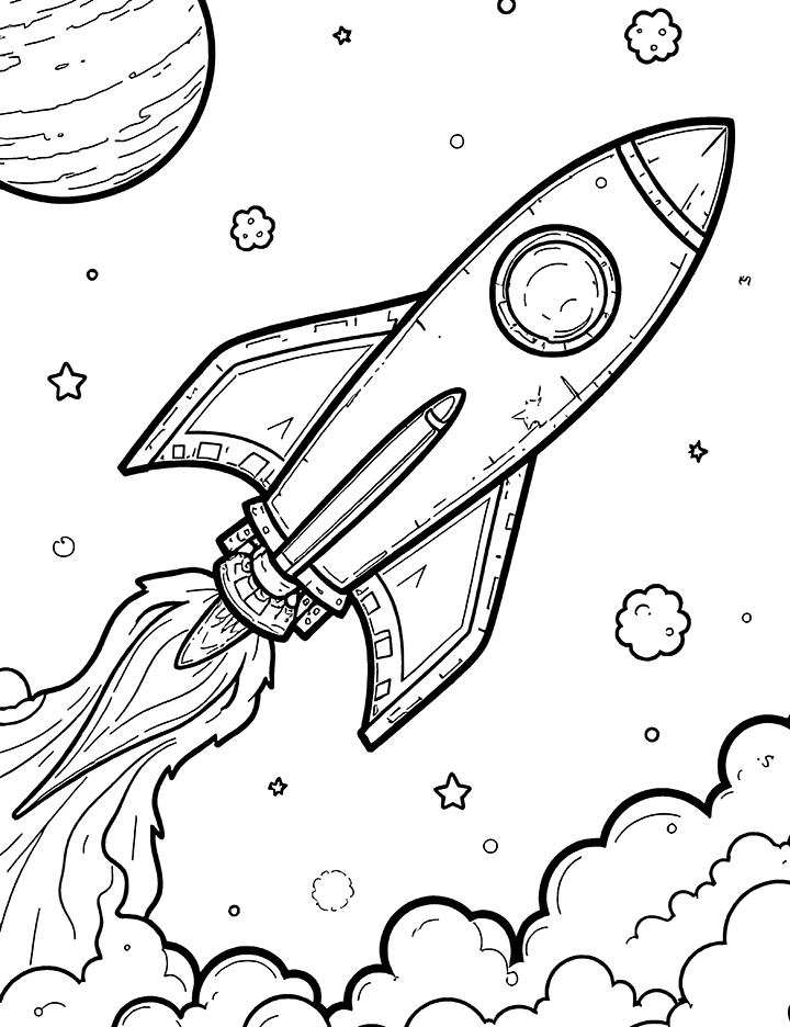 Space mission coloring page