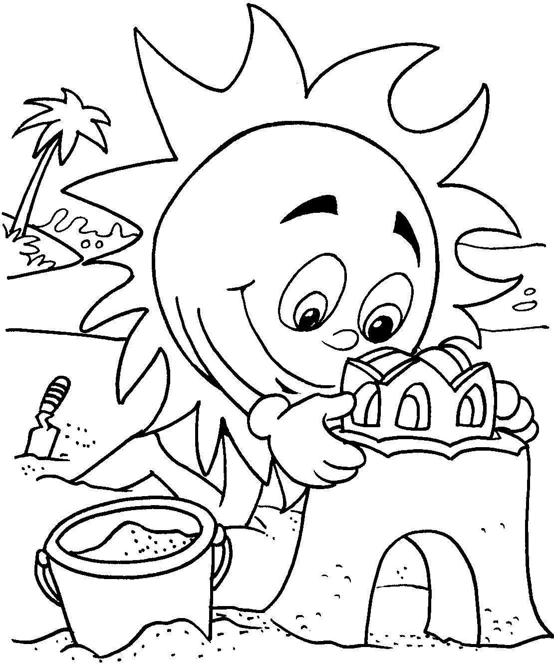 Sun at beach coloring page | Download Free Sun at beach coloring page