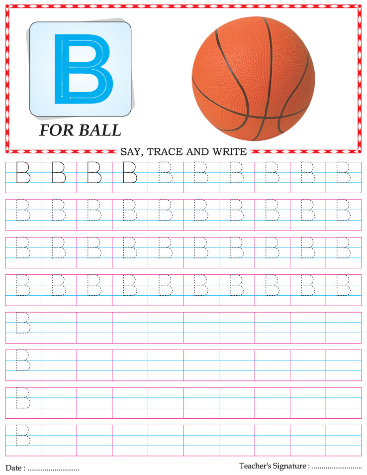 Capital letter writing practice worksheet alphabet B | Download Free ...
