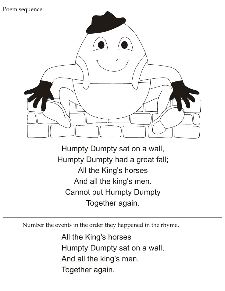 Download english activity worksheet Humpty Dumpty poem sequence from ...